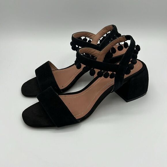 Zara Woman Sandals Pom-Poms Fun Suede‎ Unique Size 6.5 B22A - Picture 4 of 9